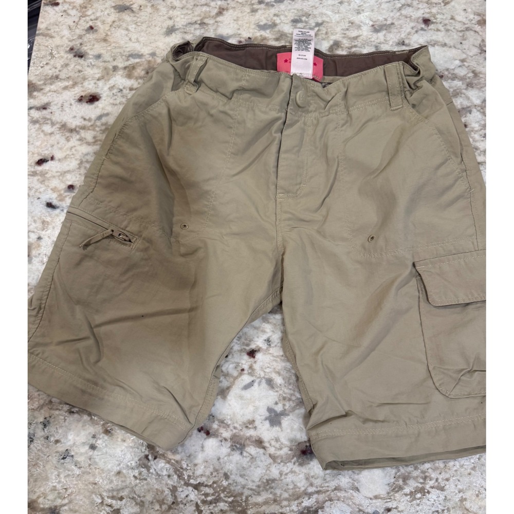 REI Sahara Kids Tan Convertible Cargo Shorts Adjustable Waist Size L 12-14